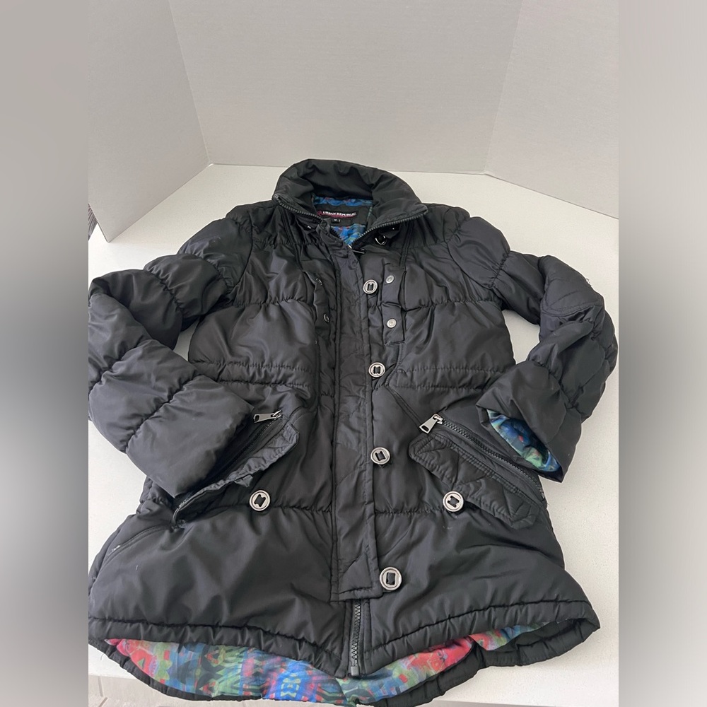 Urban Republic Black Puffer Jacket Synched Waist Women's Medium